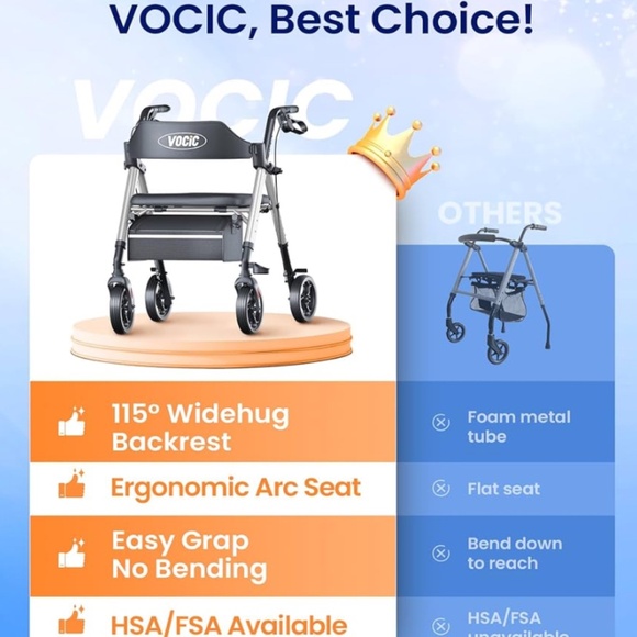 VOCIC Walkers for Seniors, Foldable Walker - Picture 6 of 9